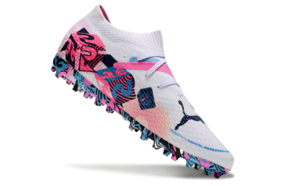 Unisex Puma Future Ultimate MG Multi Ground Low-Tops Football Boots - White/Blue/Pink