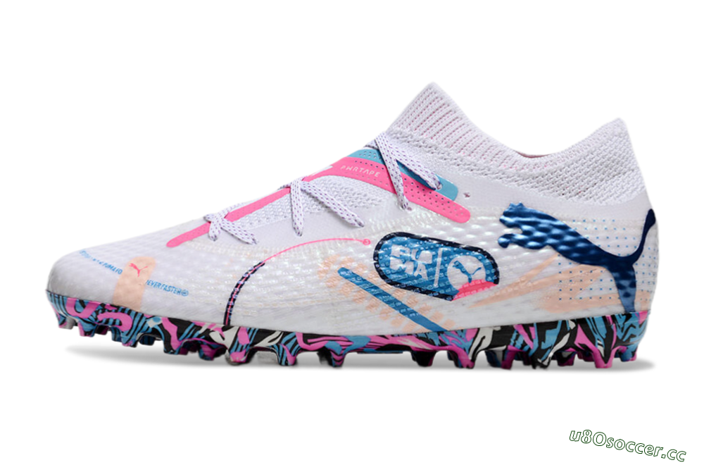Unisex Puma Future Ultimate MG Multi Ground Low-Tops Football Boots - White/Blue/Pink 0
