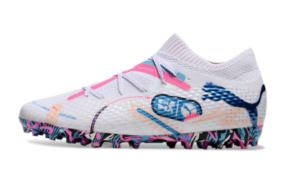 Unisex Puma Future Ultimate MG Multi Ground Low-Tops Football Boots - White/Blue/Pink