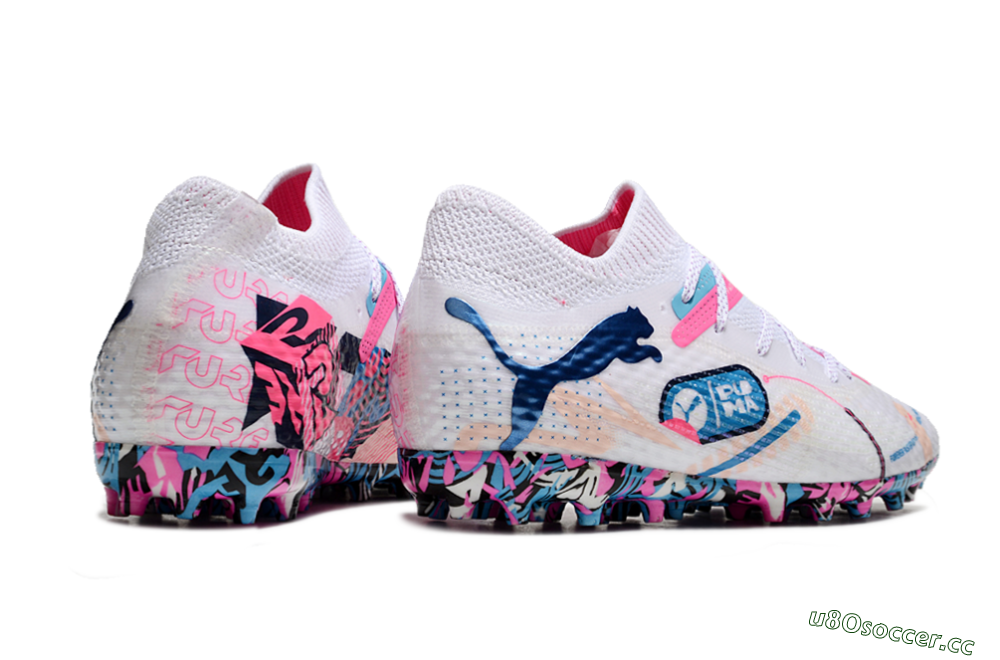 Unisex Puma Future Ultimate MG Multi Ground Low-Tops Football Boots - White/Blue/Pink 6
