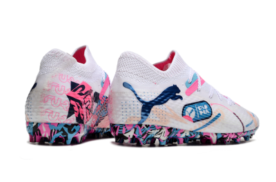 Unisex Puma Future Ultimate MG Multi Ground Low-Tops Football Boots - White/Blue/Pink