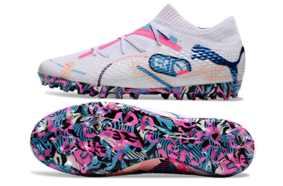 Unisex Puma Future Ultimate MG Multi Ground Low-Tops Football Boots - White/Blue/Pink