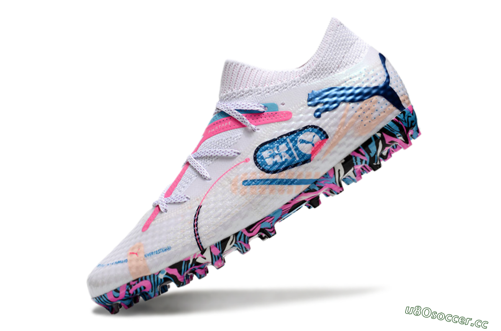 Unisex Puma Future Ultimate MG Multi Ground Low-Tops Football Boots - White/Blue/Pink 5