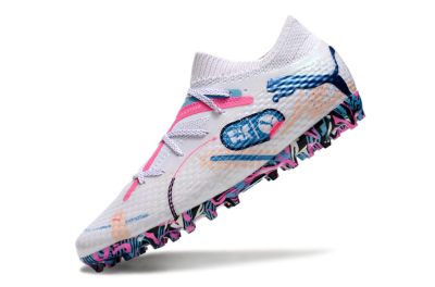 Unisex Puma Future Ultimate MG Multi Ground Low-Tops Football Boots - White/Blue/Pink