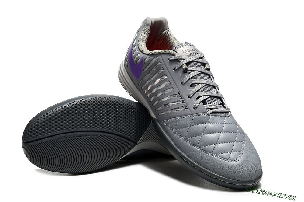 Unisex Nike Lunar Gato 2 IC Indoor & Futsal Low-Tops Football Shoes - Grey/Purple/White 3