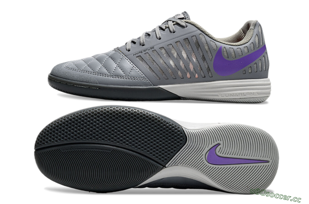 Unisex Nike Lunar Gato 2 IC Indoor & Futsal Low-Tops Football Shoes - Grey/Purple/White 1