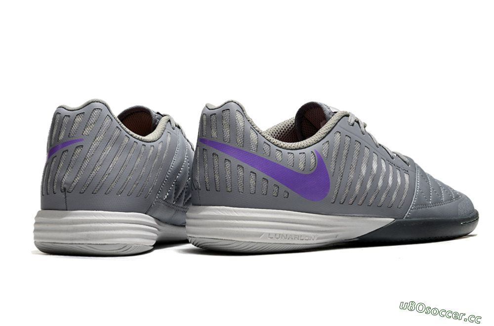 Unisex Nike Lunar Gato 2 IC Indoor & Futsal Low-Tops Football Shoes - Grey/Purple/White 6