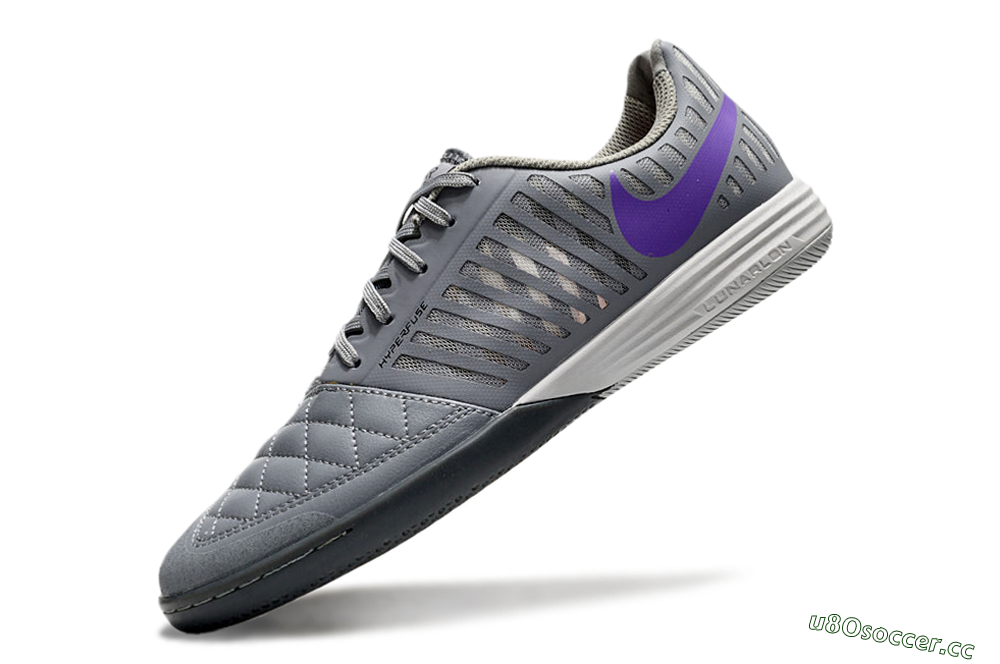 Unisex Nike Lunar Gato 2 IC Indoor & Futsal Low-Tops Football Shoes - Grey/Purple/White 5