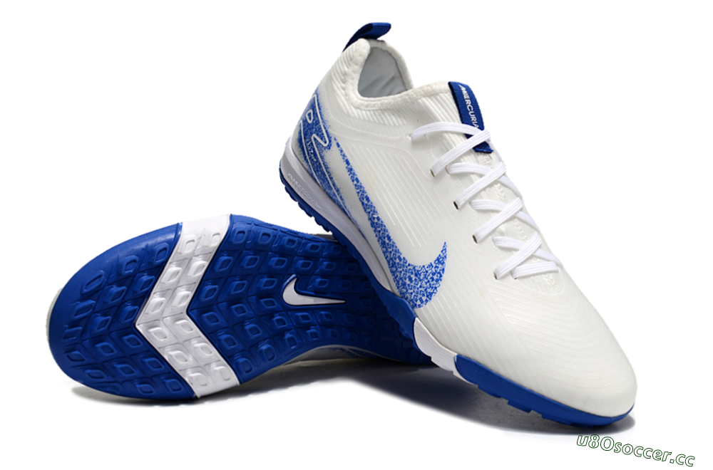 Unisex Nike Air Zoom Mercurial Vapor 16 Pro TF Artificial Turf Low-Tops Football Shoes - White/Blue 4