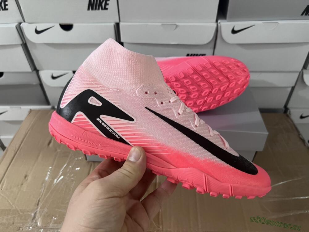 Men's Nike Air Zoom Mercurial Superfly 10 Elite TF Artificial Turf High-Tops Football Shoes - Pink/Black