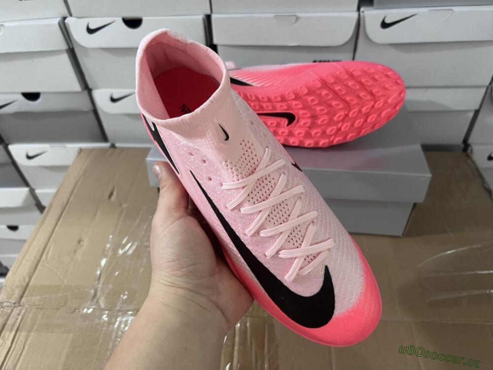 Men's Nike Air Zoom Mercurial Superfly 10 Elite TF Artificial Turf High-Tops Football Shoes - Pink/Black