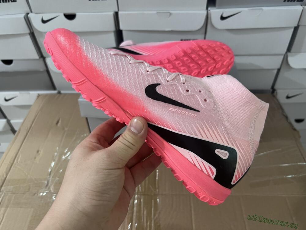 Men's Nike Air Zoom Mercurial Superfly 10 Elite TF Artificial Turf High-Tops Football Shoes - Pink/Black