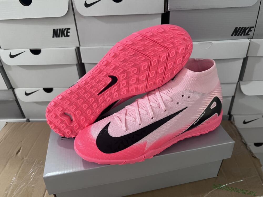 Men's Nike Air Zoom Mercurial Superfly 10 Elite TF Artificial Turf High-Tops Football Shoes - Pink/Black