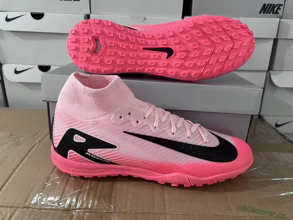 Men's Nike Air Zoom Mercurial Superfly 10 Elite TF Artificial Turf High-Tops Football Shoes - Pink/Black