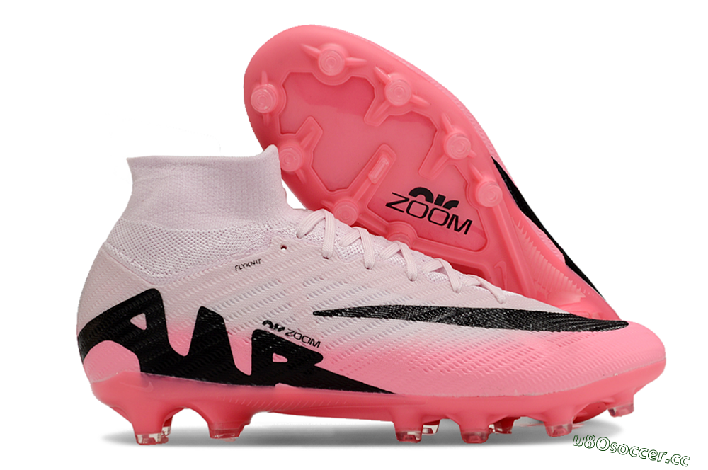 Unisex Nike Air Zoom Mercurial Superfly 9 Elite AG Artificial Grass High-Tops Football Boots - Pink/Red/Black 2