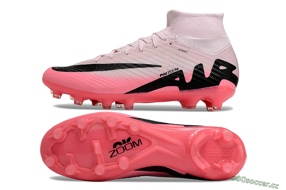 Unisex Nike Air Zoom Mercurial Superfly 9 Elite AG Artificial Grass High-Tops Football Boots - Pink/Red/Black 1