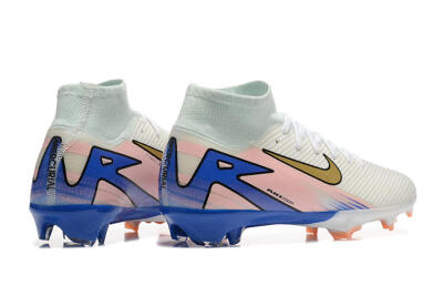 Unisex Nike Air Zoom Mercurial Superfly 10 Elite FG Firm Ground High-Tops Football Boots - White/Gold/Blue/Pink