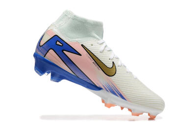 Unisex Nike Air Zoom Mercurial Superfly 10 Elite FG Firm Ground High-Tops Football Boots - White/Gold/Blue/Pink