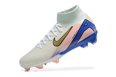 Unisex Nike Air Zoom Mercurial Superfly 10 Elite FG Firm Ground High-Tops Football Boots - White/Gold/Blue/Pink
