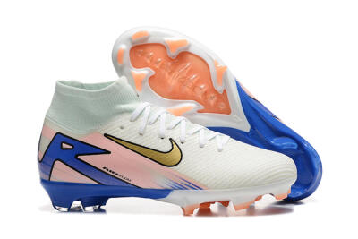 Unisex Nike Air Zoom Mercurial Superfly 10 Elite FG Firm Ground High-Tops Football Boots - White/Gold/Blue/Pink