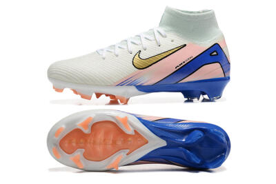 Unisex Nike Air Zoom Mercurial Superfly 10 Elite FG Firm Ground High-Tops Football Boots - White/Gold/Blue/Pink
