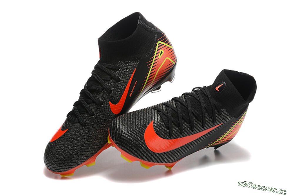 Unisex Nike Air Zoom Mercurial Superfly 10 Elite FG Firm Ground High-Tops Football Boots - Black/Red/Yellow 3