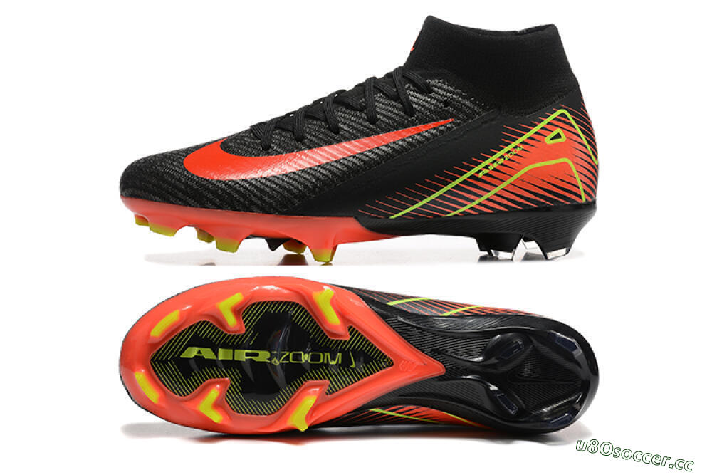 Unisex Nike Air Zoom Mercurial Superfly 10 Elite FG Firm Ground High-Tops Football Boots - Black/Red/Yellow 1
