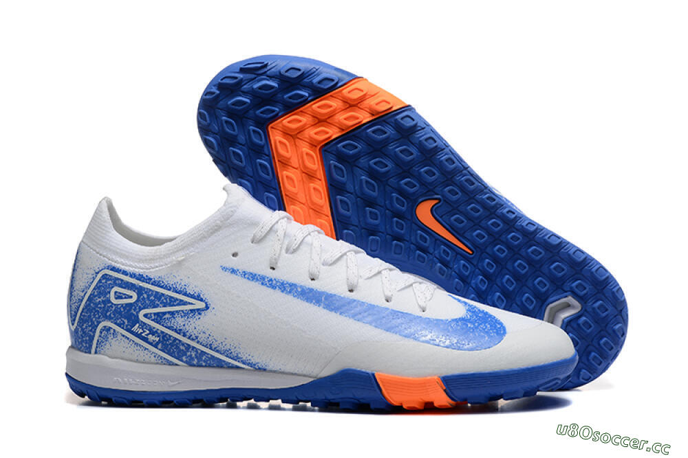 Unisex Nike Air Zoom Mercurial Vapor 16 Elite TF Artificial Turf Low-Tops Football Shoes - White/Blue/Orange 2