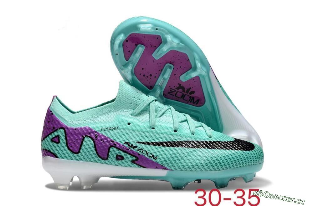 Kids Kids Nike Air Zoom Mercurial Vapor 15 Elite FG Firm Ground Low-Tops Football Boots - Jade/Purple/Black 2