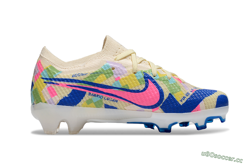 Kids Kids Nike Air Zoom Mercurial Vapor 15 Elite FG Firm Ground Low-Tops Football Boots - Beige/Blue/Yellow/Pink 7