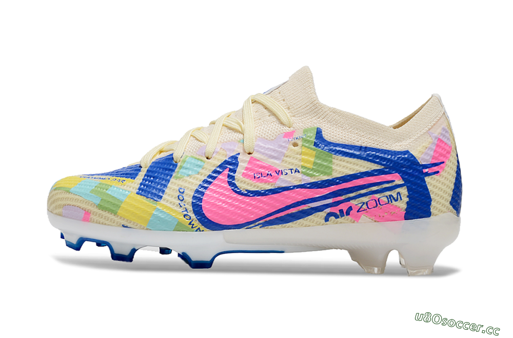 Kids Kids Nike Air Zoom Mercurial Vapor 15 Elite FG Firm Ground Low-Tops Football Boots - Beige/Blue/Yellow/Pink 0