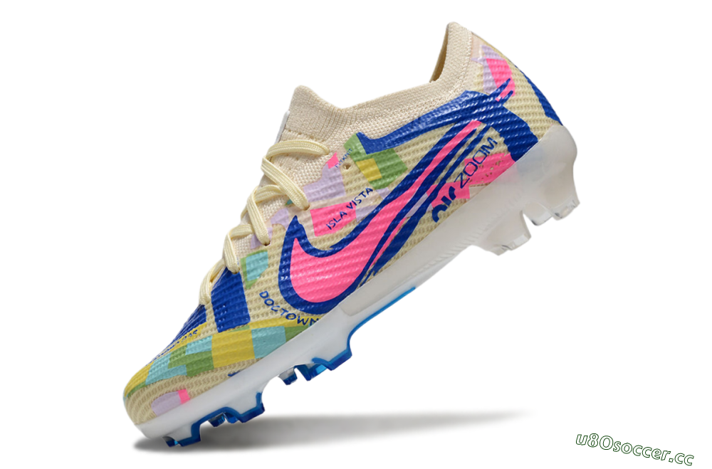 Kids Kids Nike Air Zoom Mercurial Vapor 15 Elite FG Firm Ground Low-Tops Football Boots - Beige/Blue/Yellow/Pink 5