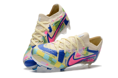 Kids Kids Nike Air Zoom Mercurial Vapor 15 Elite FG Firm Ground Low-Tops Football Boots - Beige/Blue/Yellow/Pink