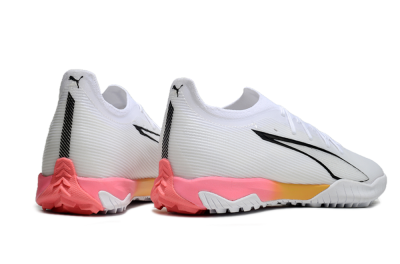 Men's Puma Ultra Ultimate TF Artificial Turf Low-Tops Football Shoes - White/Black/Yellow/Pink