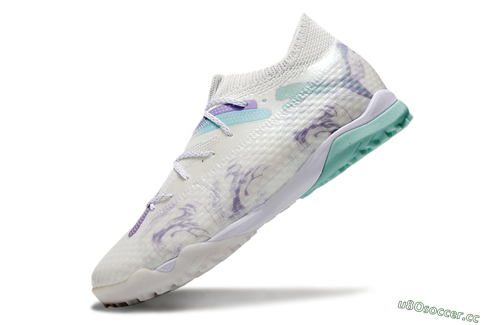 Men's Puma Future Ultimate TF Artificial Turf Low-Tops Football Shoes - Beige/Jade/Purple 5