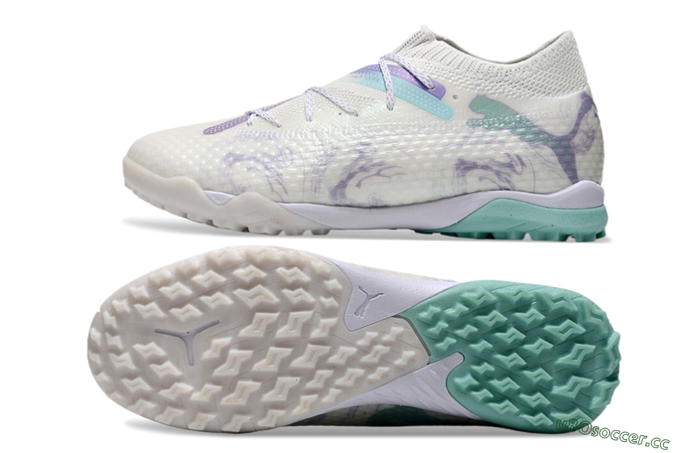 Men's Puma Future Ultimate TF Artificial Turf Low-Tops Football Shoes - Beige/Jade/Purple 1