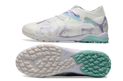 Men's Puma Future Ultimate TF Artificial Turf Low-Tops Football Shoes - Beige/Jade/Purple