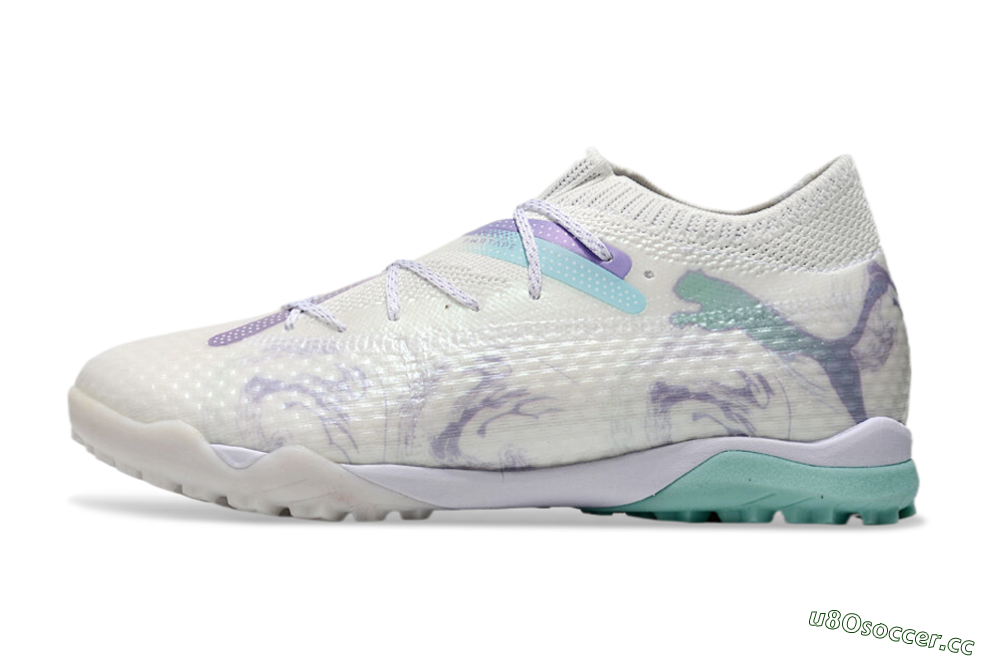 Men's Puma Future Ultimate TF Artificial Turf Low-Tops Football Shoes - Beige/Jade/Purple 0