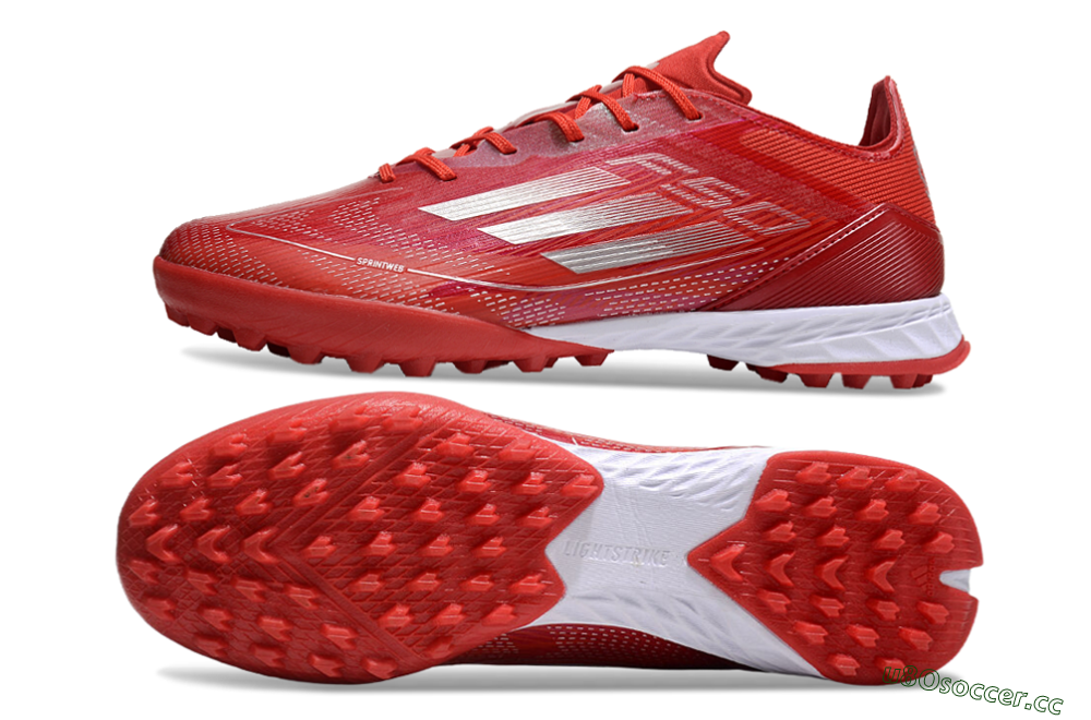 Men's Adidas F50 Pro TF Artificial Turf Low-Tops Football Shoes - Red/Silver/White 1
