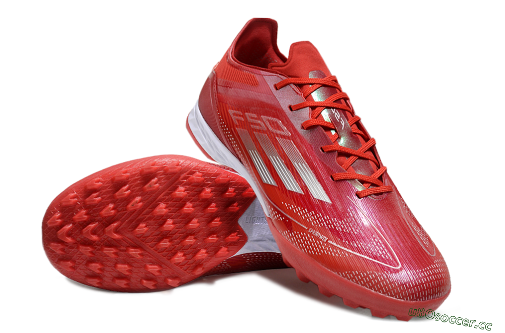 Men's Adidas F50 Pro TF Artificial Turf Low-Tops Football Shoes - Red/Silver/White 3