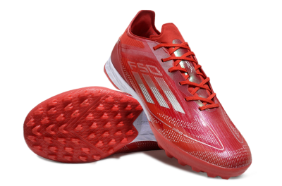 Men's Adidas F50 Pro TF Artificial Turf Low-Tops Football Shoes - Red/Silver/White