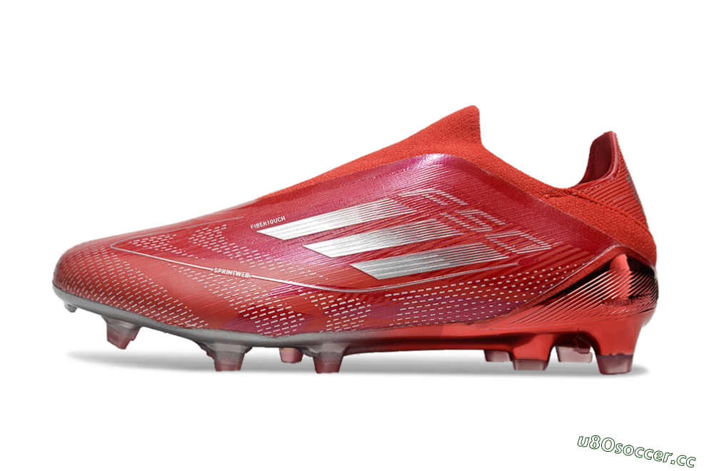 Men's Adidas F50 Elite Laceless FG Firm Ground Low-Tops Football Boots - Red/Silver 0