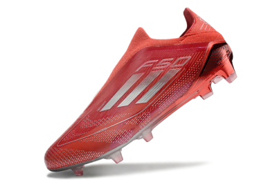 Men's Adidas F50 Elite Laceless FG Firm Ground Low-Tops Football Boots - Red/Silver