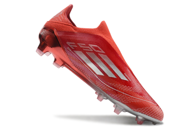 Men's Adidas F50 Elite Laceless FG Firm Ground Low-Tops Football Boots - Red/Silver