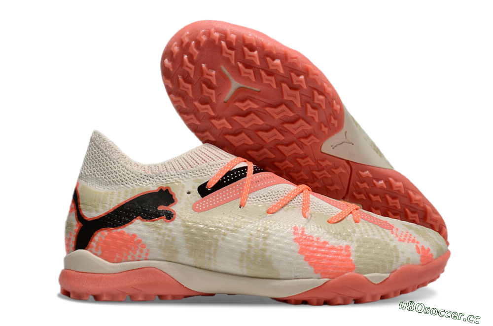 Men's Puma Future Ultimate TF Artificial Turf Low-Tops Football Shoes - Beige/Red/Black 2