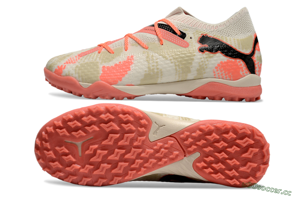 Men's Puma Future Ultimate TF Artificial Turf Low-Tops Football Shoes - Beige/Red/Black 1