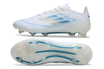 Men's Adidas F50 Elite FG Firm Ground Low-Tops Football Boots - White/Silver/Blue