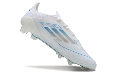 Men's Adidas F50 Elite FG Firm Ground Low-Tops Football Boots - White/Silver/Blue
