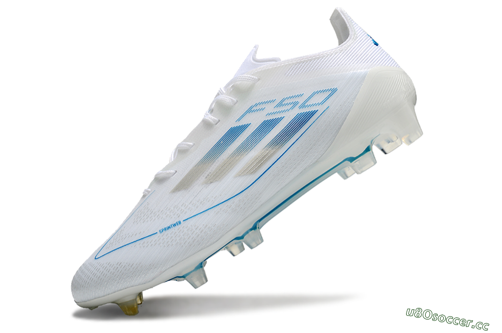 Men's Adidas F50 Elite FG Firm Ground Low-Tops Football Boots - White/Silver/Blue 5