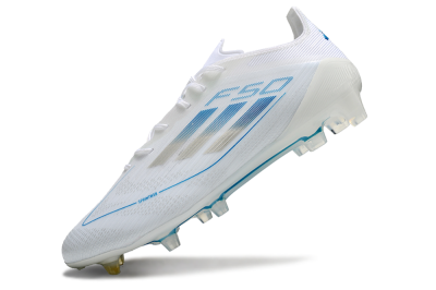 Men's Adidas F50 Elite FG Firm Ground Low-Tops Football Boots - White/Silver/Blue